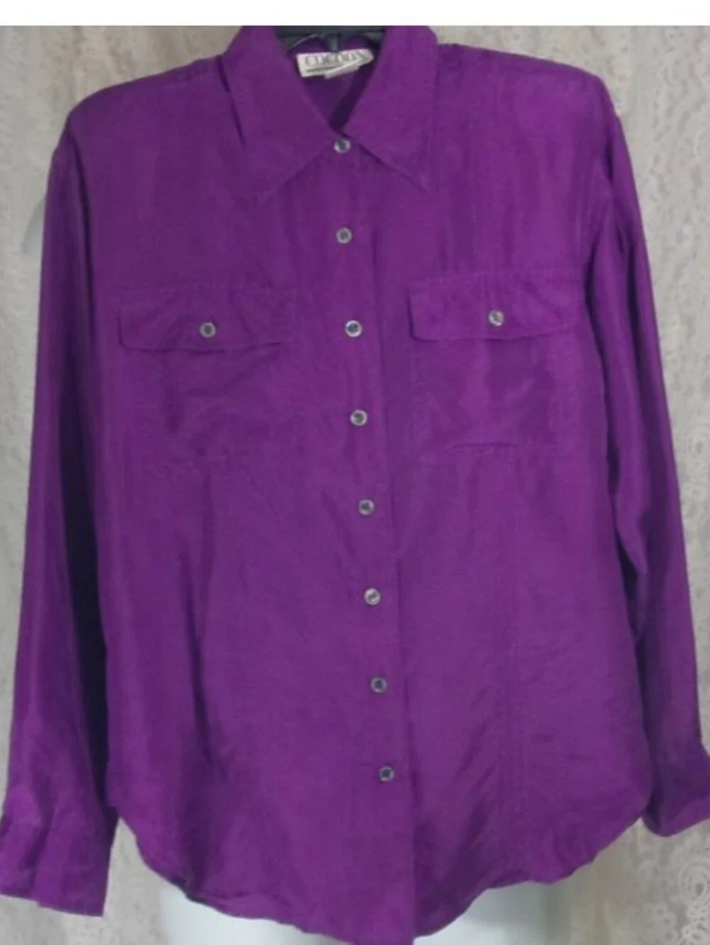 Cocoon Classic Sandwashed Silk Purple Button-Up Casual Shirt